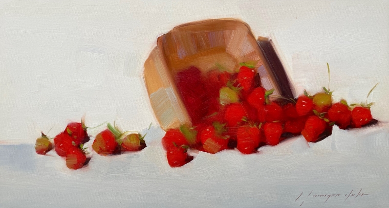 Strawberries, Original oil Painting, Handmade artwork, One of a Kind                   